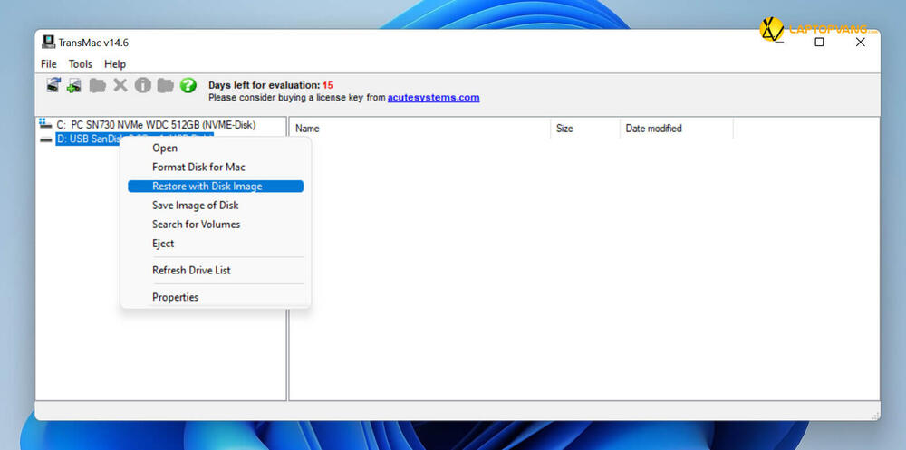 Restore with Disk Image